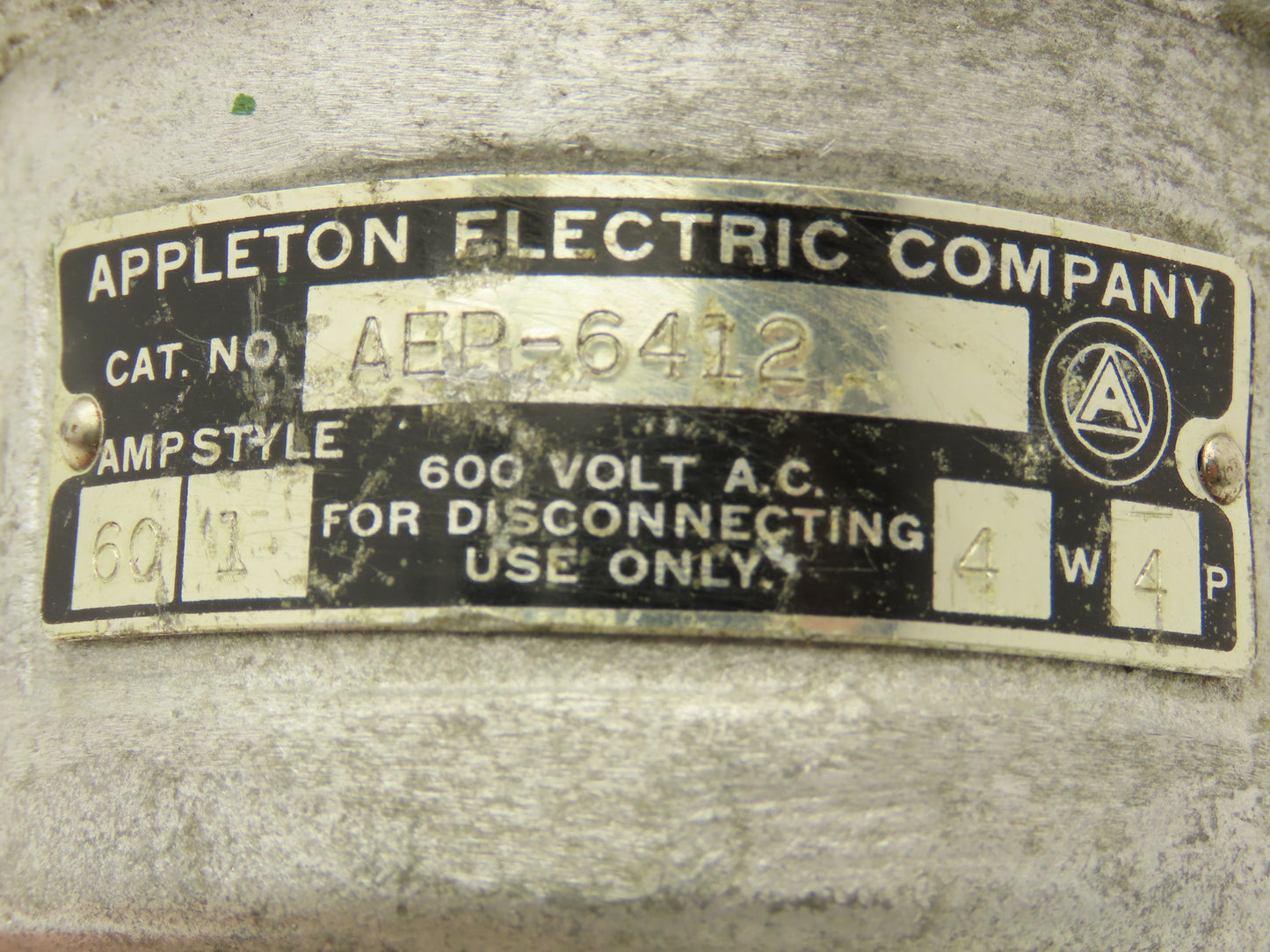 Appleton AEP-6412 Pin & Sleeve Male Plug 60A 600VAC 4-Wire 4-Pole Style 1