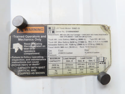 Danaher Controls TSW 180/6-200 Hyster Forklift E60Z Traction Motor 36/48V 961RPM