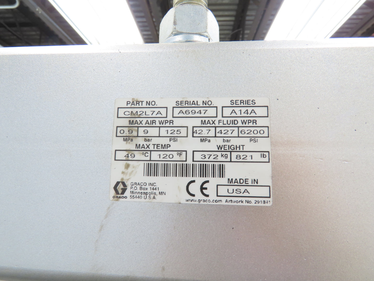 Graco CM2L7A Check Mate NXT C68 200cc Air Motor 68:1 Ratio Drum Unloader No Pump