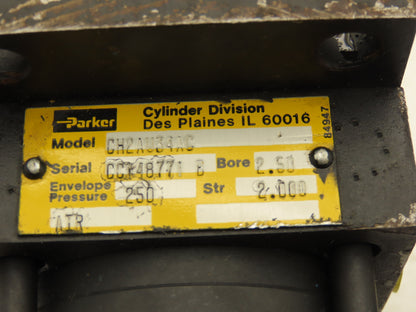 Parker CH2AU34AC Pneumatic Air Cylinder 2.5" Bore 2" Stroke 250PSI Lot of 2