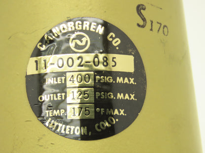 Norgren 11-002-085 Pneumatic Air Pressure Regulator 3/4"NPT 400/125psi