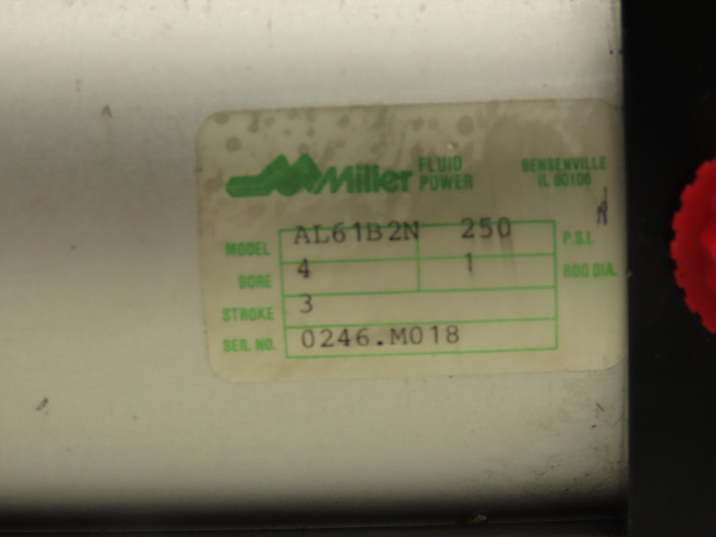 Miller Fluid Power AL61B2N Pneumatic Air Cylinder 4" Bore 3" Stroke 250 PSI