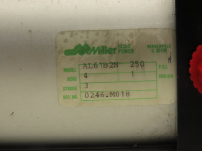 Miller Fluid Power AL61B2N Pneumatic Air Cylinder 4" Bore 3" Stroke 250 PSI