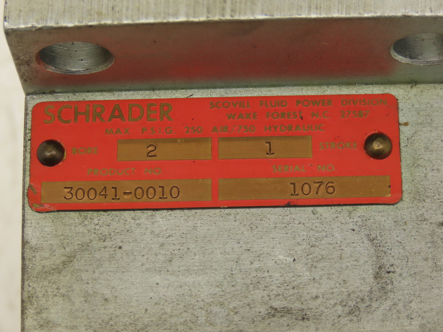 Schrader 30041-0010 Pneumatic Air Cylinder 2" Bore 1" Stroke 250 PSI Lot of 2