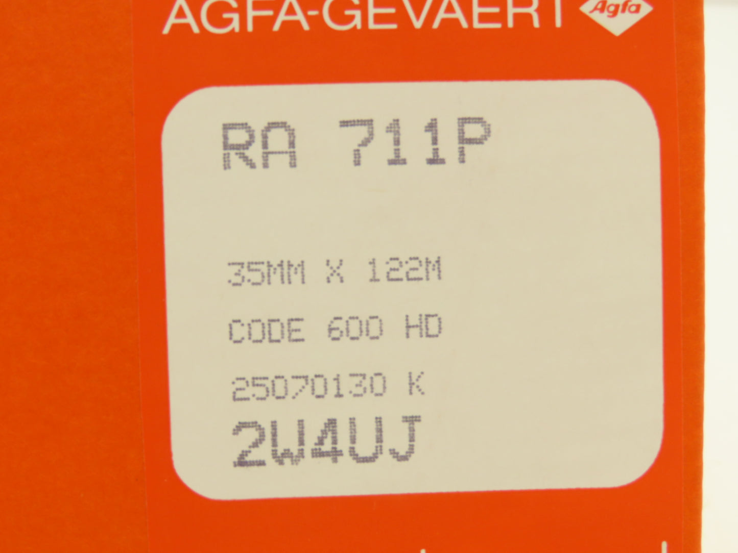 AGFA-GEVAERT RA 711P Vintage Camera Film 35mm x 122M Roll 600 HD Photography