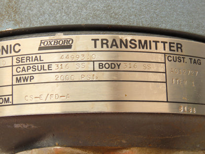 Foxboro E13DM D/P Cell Pressure Transmitter 0-250 H2O 30-90vdc 2000psi