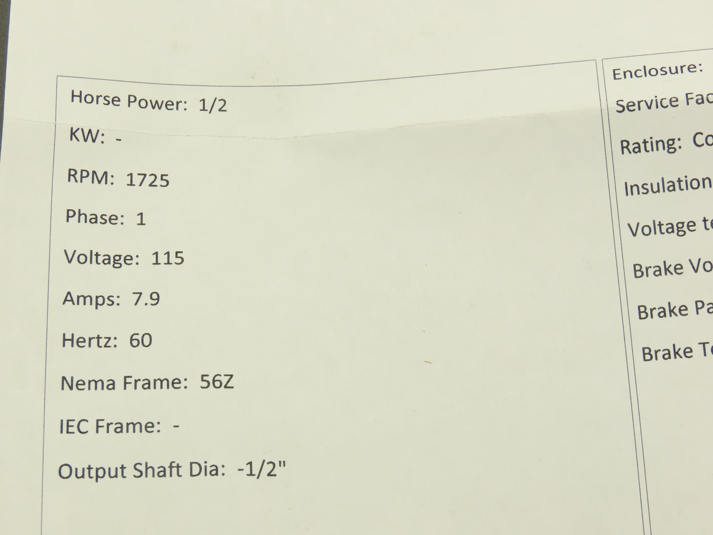 General Electric 5KH39QN9698AT  AC Motor 1/2 Hp 1725 RPM 115V 1Ph Shaft 1/2"