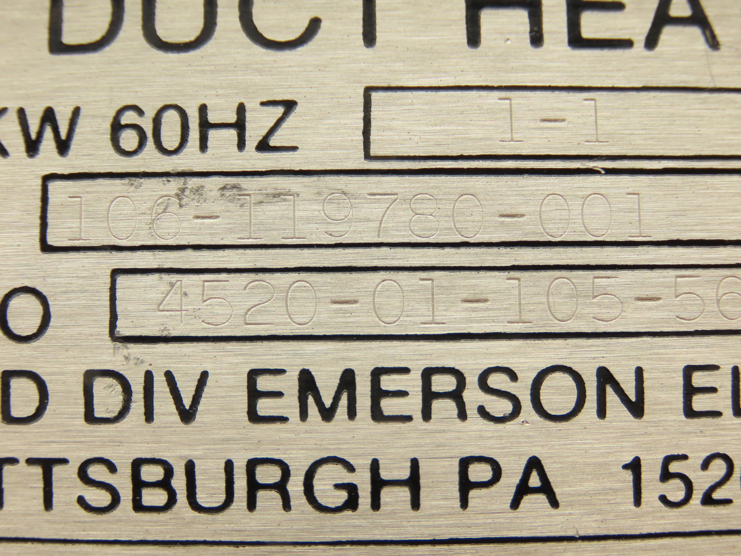 Wiegand Emerson Air Duct Heater Finned Tubes 2.28kw 460V 3PH Stainless 7.6"x15"L