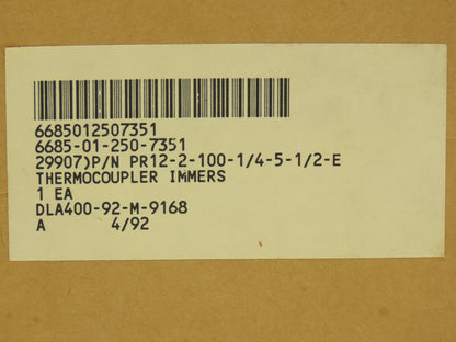 Omega Engineering PR12-2-100-1/4-5-1/2-E Thermocouple Probe 5" Length Lot of 2