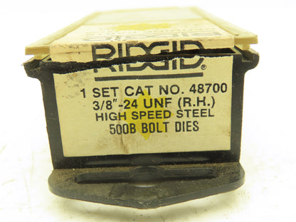 Ridgid 48700 3/8"-24 UNF Right Hand Bolt Thread Die Set 500B High Speed Steel