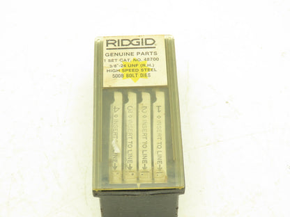 Ridgid 48700 3/8"-24 UNF Right Hand Bolt Thread Die Set 500B High Speed Steel