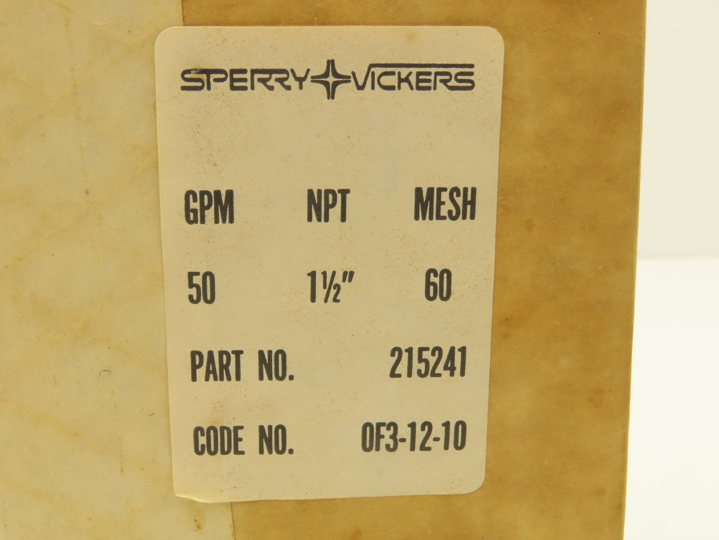 Vickers 0F3-12-10 Stainless Hydraulic Strainer Filter 60 Mesh 1.5"NPT 215241