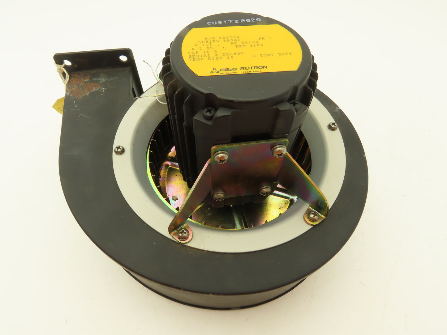 EG&G Rotron 020530 Blower Motor Fan 3100 RPM 115V 1PH Ventilation