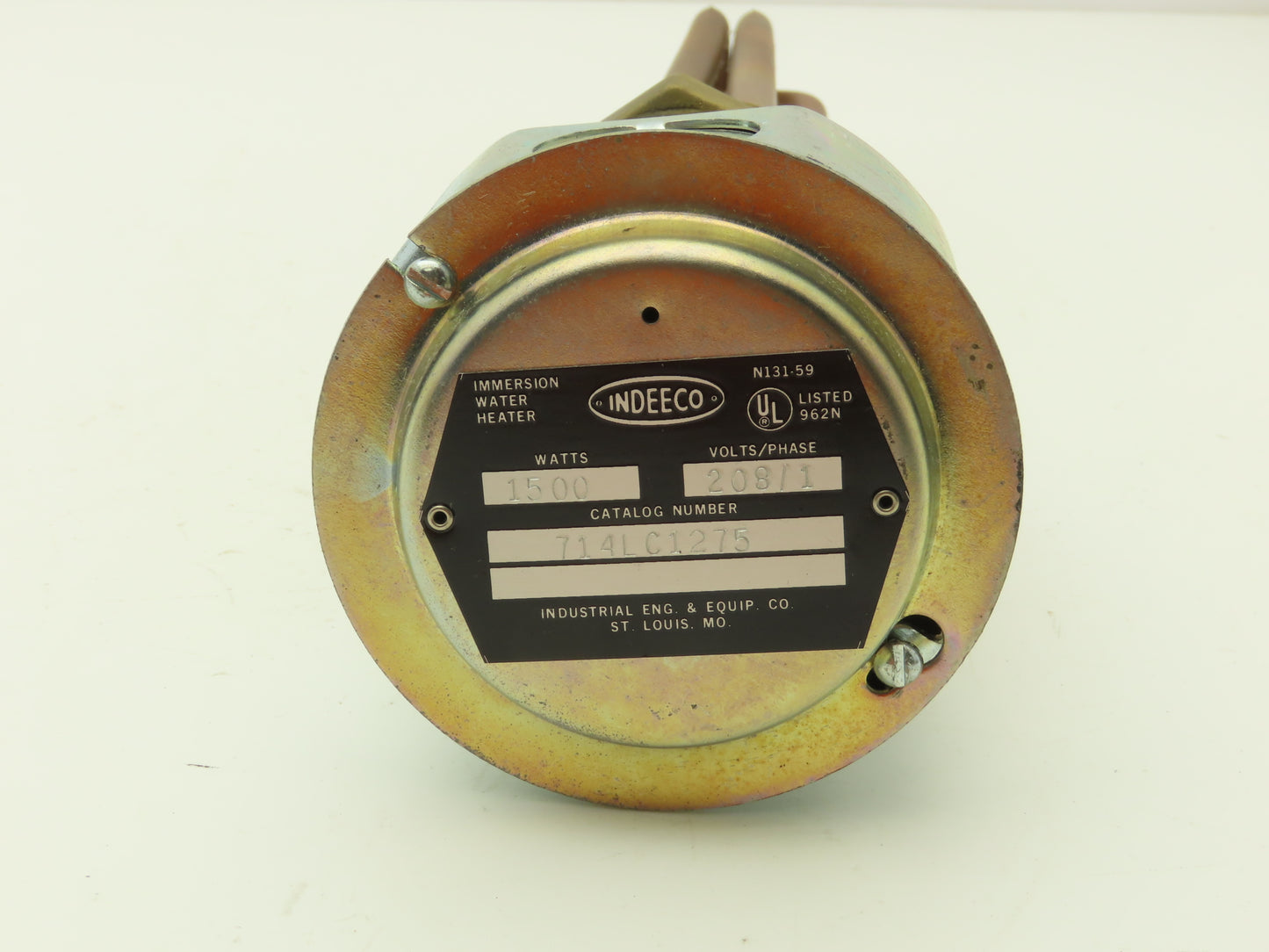 Indeeco 714LC1275  12" Immersion Heater 1500W 208V 1PH 2.5"NPT Screw Plug