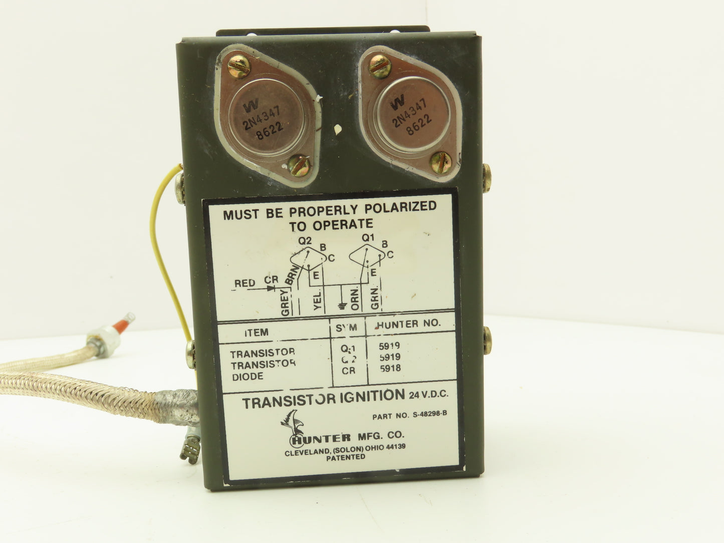 Hunter Mfg 5919 Transistor Ignition Switch 24VDC Military Surplus