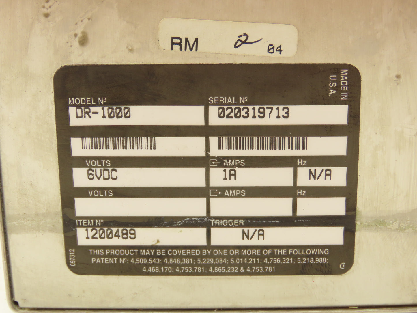 State Chemical DR-1000 Metering Pump 24-7 Type Stainless Housing 6VDC 1200489