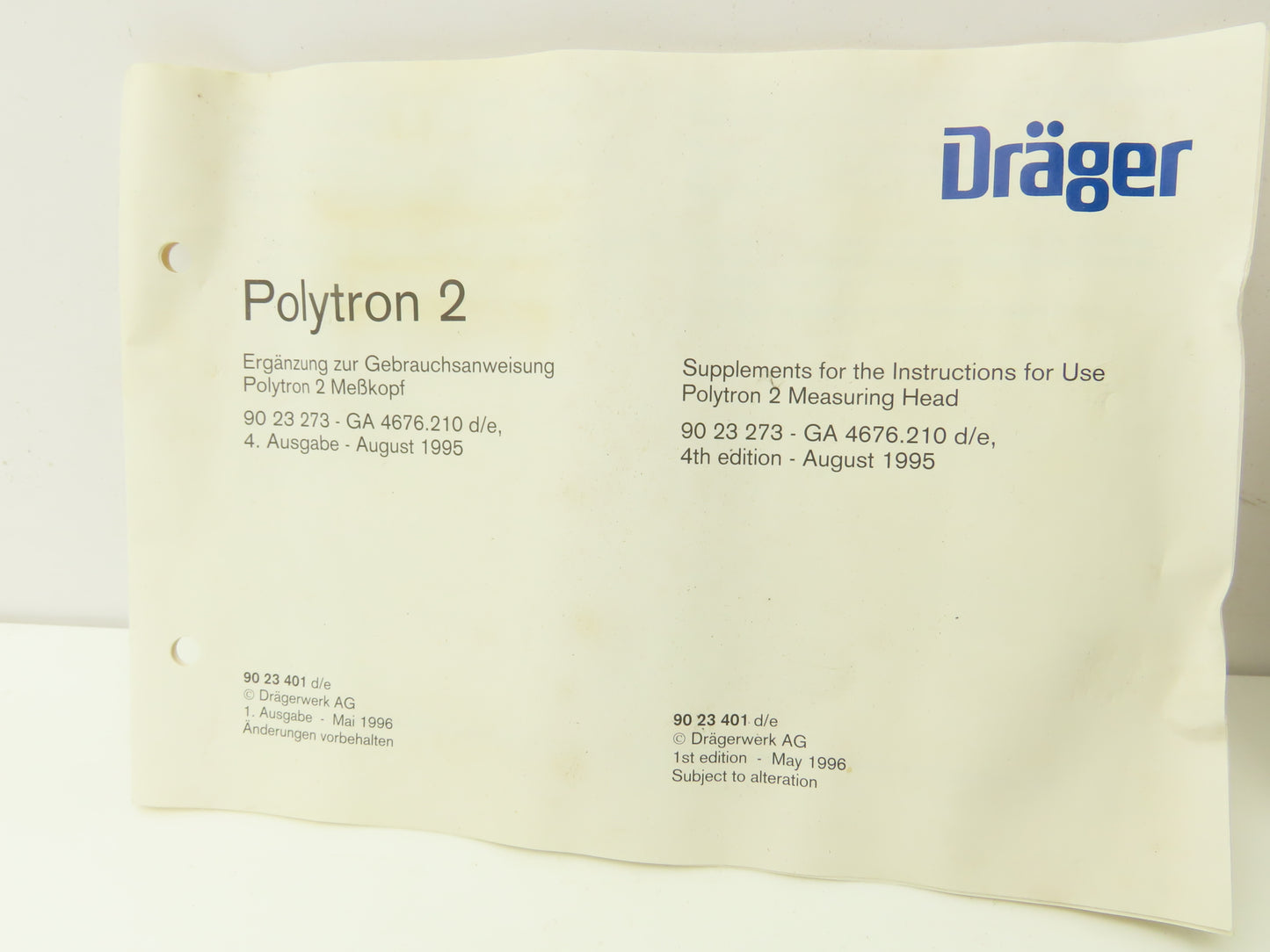Drager Polytron 2 DCS1d/e Toxic Gas Detector Sensor Monitor Head 8312800