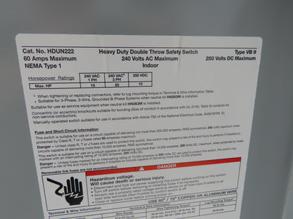 Siemens Murray Double Throw Disconnect Switch Manual Transfer 60A 240V 1Ph