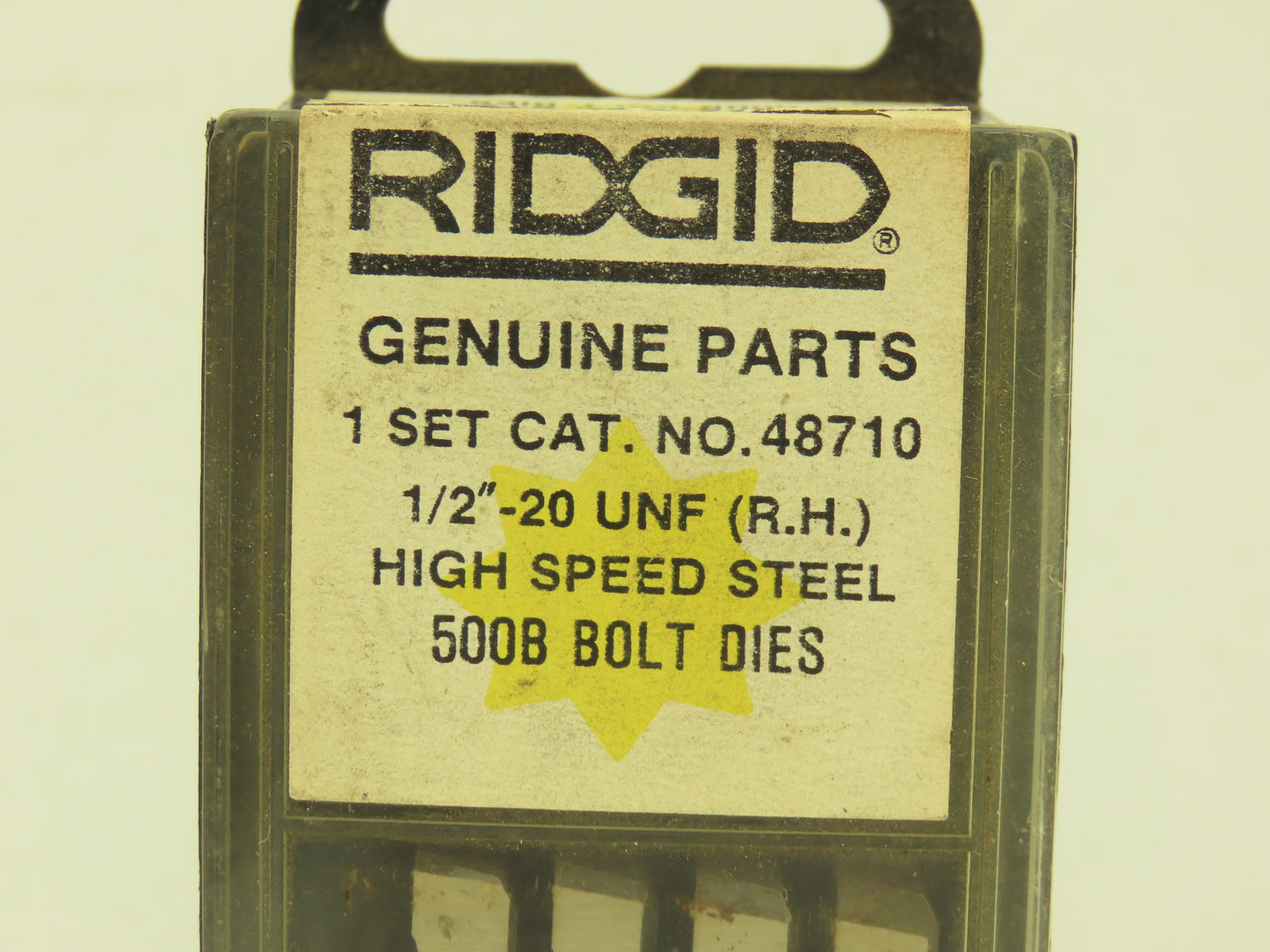 Ridgid 48710 1/2"-20 UNF Right Hand Bolt Thread Die Set 500B High Speed Steel