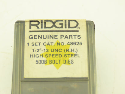 Ridgid 48625 1/2"-13 UNF Right Hand Bolt Thread Die Set 500B High Speed Steel