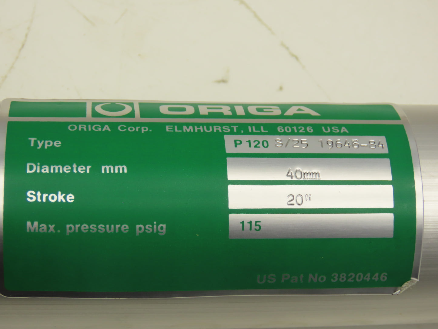 Origa P120 S/25 19646-84 Rodless Pneumatic Air Cylinder 40mm Bore 20" Stroke