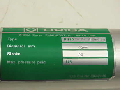 Origa P120 S/25 19646-84 Rodless Pneumatic Air Cylinder 40mm Bore 20" Stroke