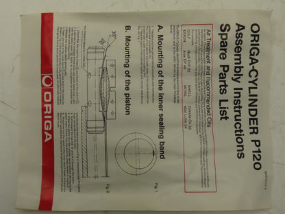 Origa P120 S/25 19646-84 Rodless Pneumatic Air Cylinder 40mm Bore 20" Stroke