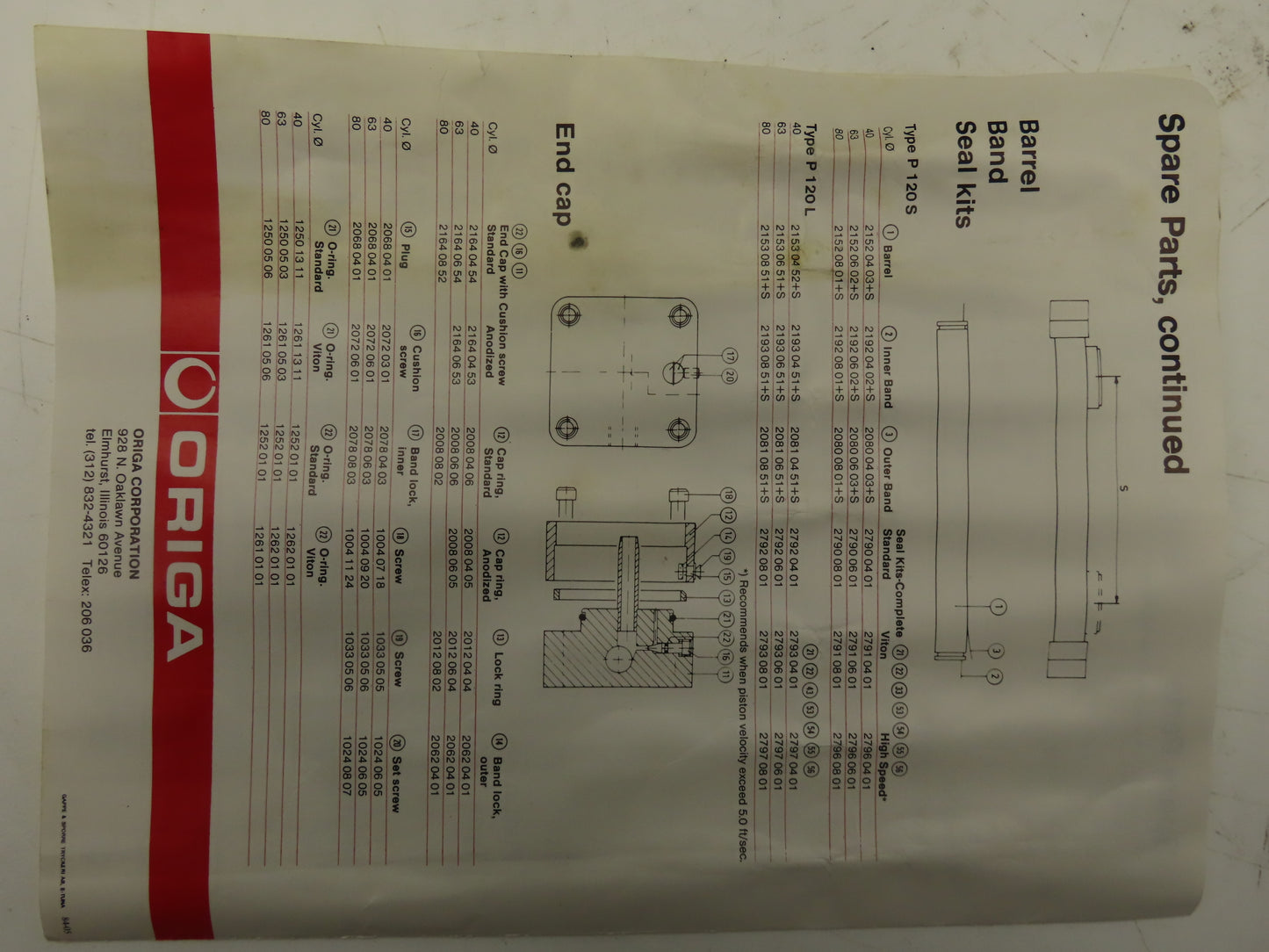 Origa P120 S/25 19646-84 Rodless Pneumatic Air Cylinder 40mm Bore 20" Stroke