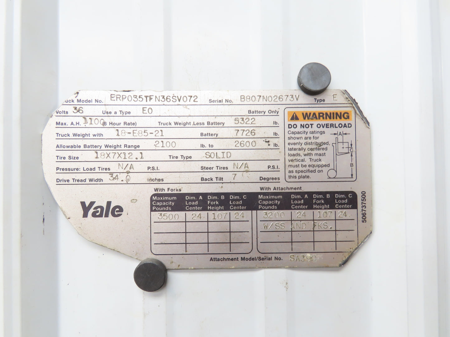 Yale Forklift Display Battery Level Hour Meter & Light Indicator Off ERP035TF
