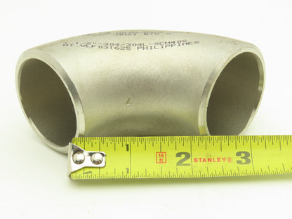 CID 304L SCH 40 Stainless Steel 90° Elbow 1-1/2" Butt Weld SA-403WPW  Lot of 11