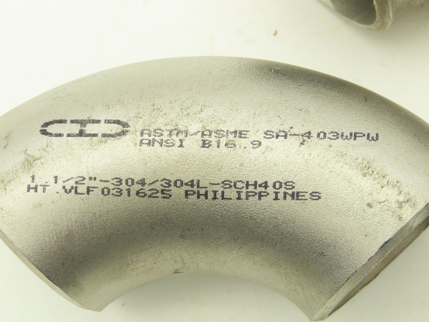 CID 304L SCH 40 Stainless Steel 90° Elbow 1-1/2" Butt Weld SA-403WPW  Lot of 11