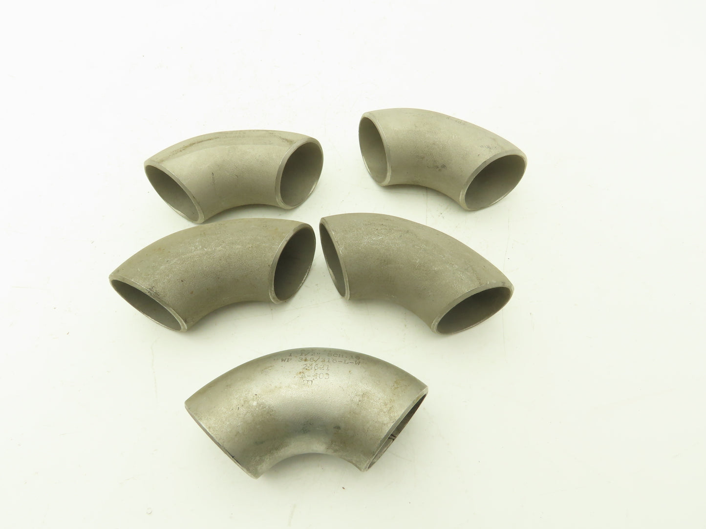 AFI 316L SCH 10 Stainless Steel 90° Elbow 1-1/2" Butt Weld  Lot of 5