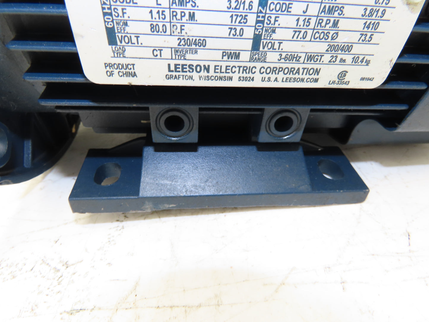 Leeson 192080.00 C80T17FZ6C IEC Metric AC Motor 1Hp 1725 RPM 230/460V 3PH D80D