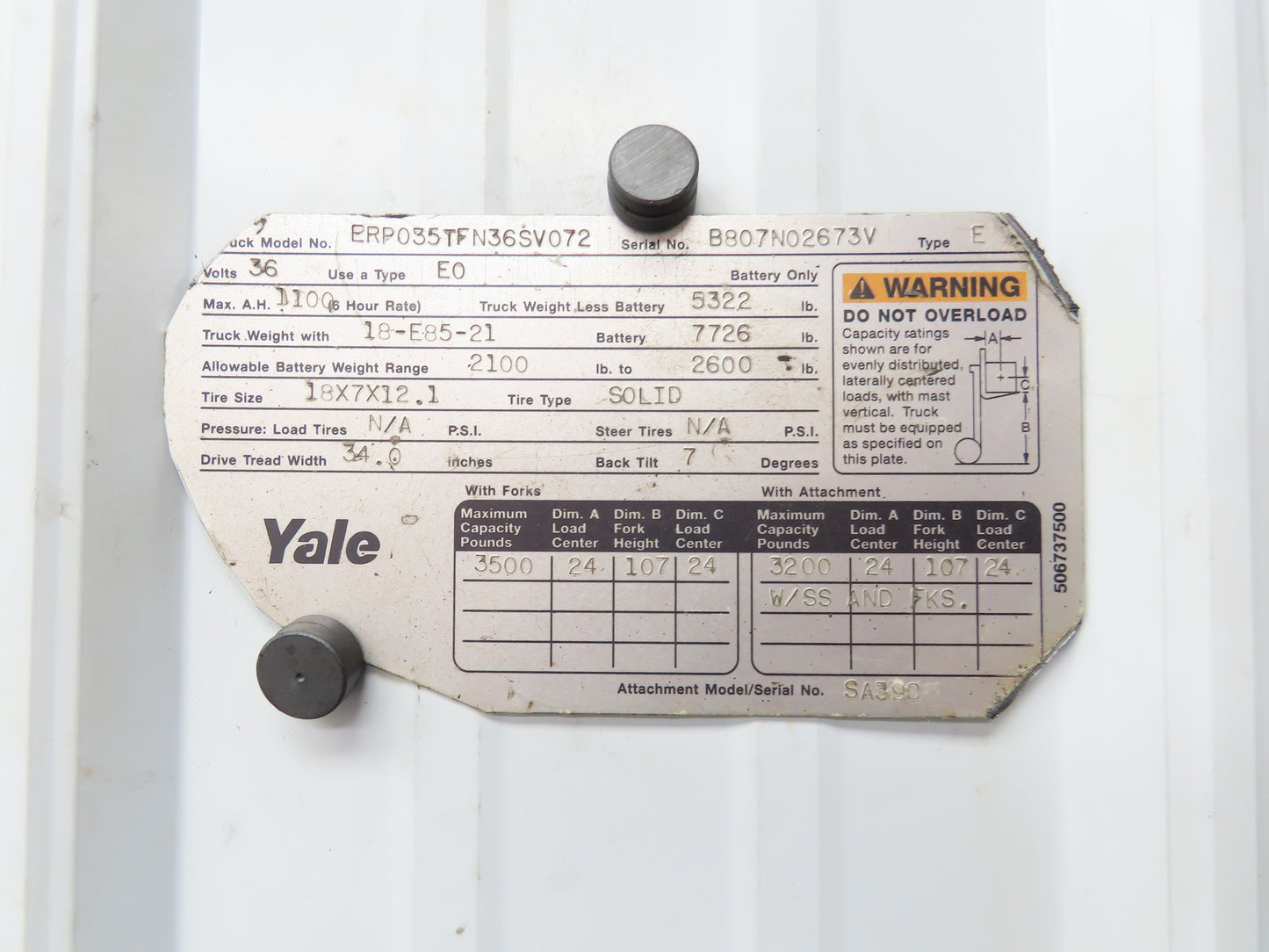 Yale 8620628 Forklift Left Front Drive Axle & Motor 5-Lug Removed From ERP035TF