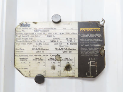 Yale Forklift Display Battery Level Hour Meter & Light Indicator Off ERC080