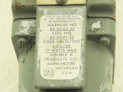 Double A QF-01-C-1002 Hydraulic Directional Valve 115V 60Hz