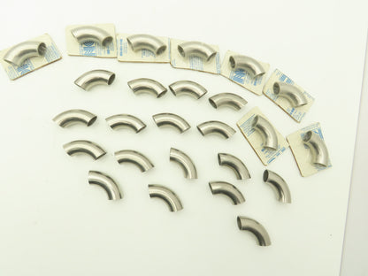 90° Elbow 1" OD Short Tangent Butt Weld Stainless Steel Lot of 25