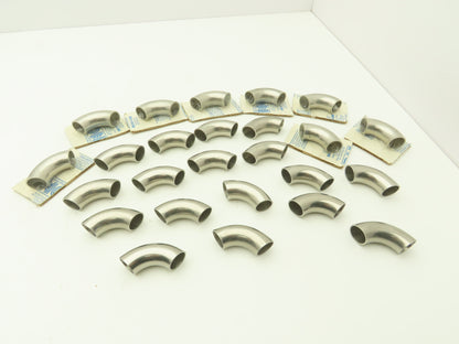 90° Elbow 1" OD Short Tangent Butt Weld Stainless Steel Lot of 25