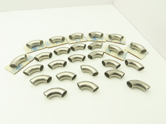 90° Elbow 1" OD Short Tangent Butt Weld Stainless Steel Lot of 25