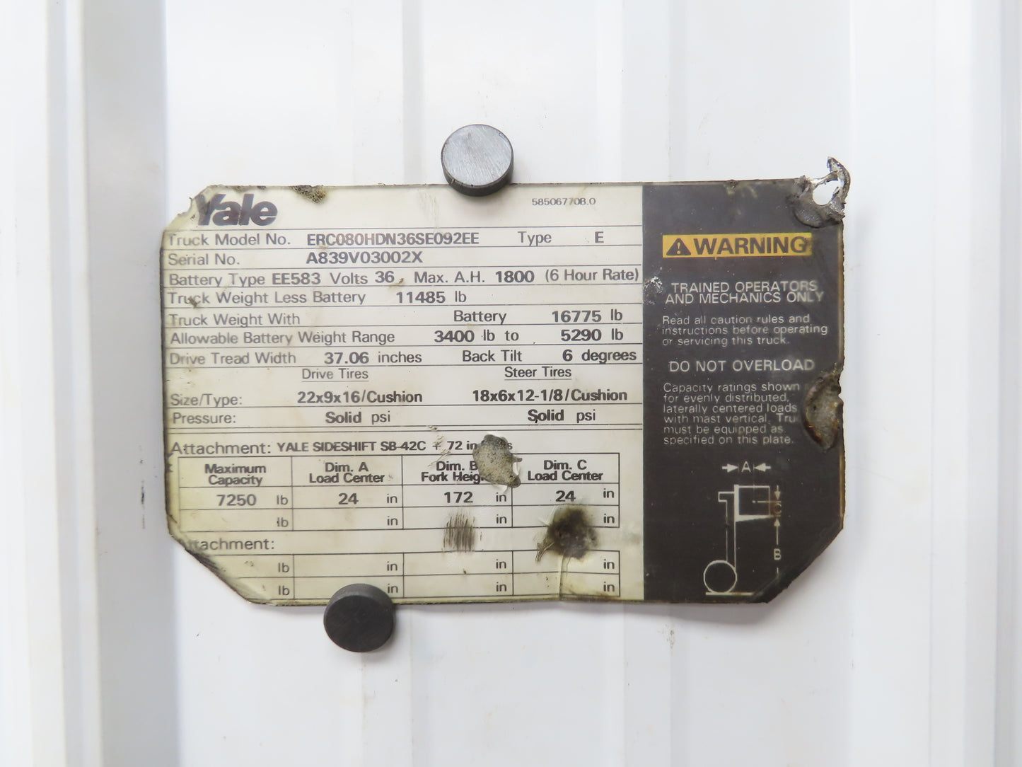Yale 8620081 Forklift Hydraulic Haldex Pump & Motor 36/48VDC Off ERC080