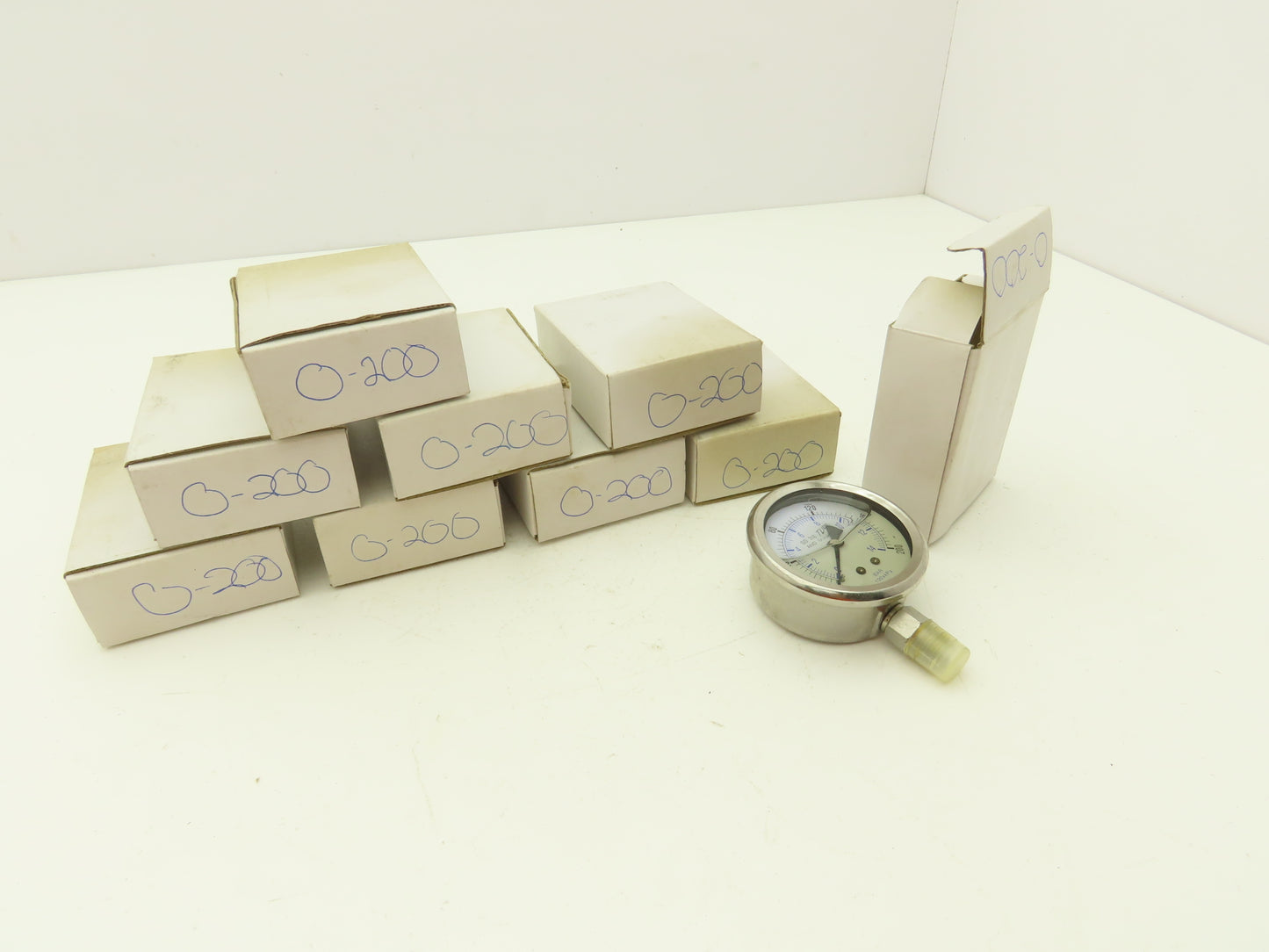NA Pressure Guage 0-200 PSI 316SS Glycerin Filled ASME B40.1 Lot of 9 1/4" NPT