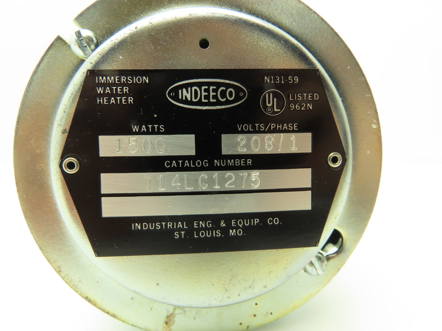 Indeeco 714LC1275 Immersion Water Heater 208VAC 1500W 1Ph 2-3/4"-8