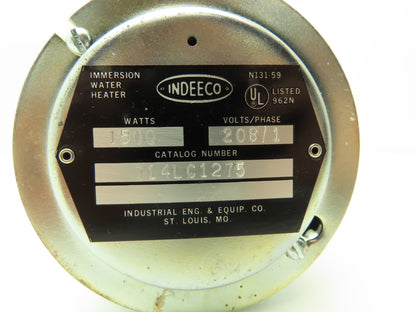 Indeeco 714LC1275 Immersion Water Heater 208VAC 1500W 1Ph 2-3/4"-8