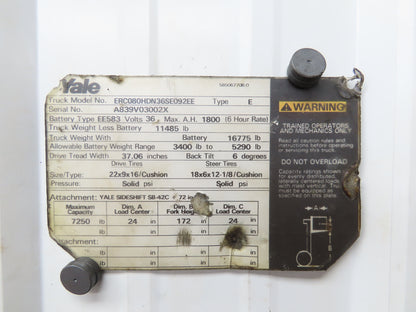 Yale ERC080HDN36SE092EE Forklift Dual-Wheel Rear Axle Assembly