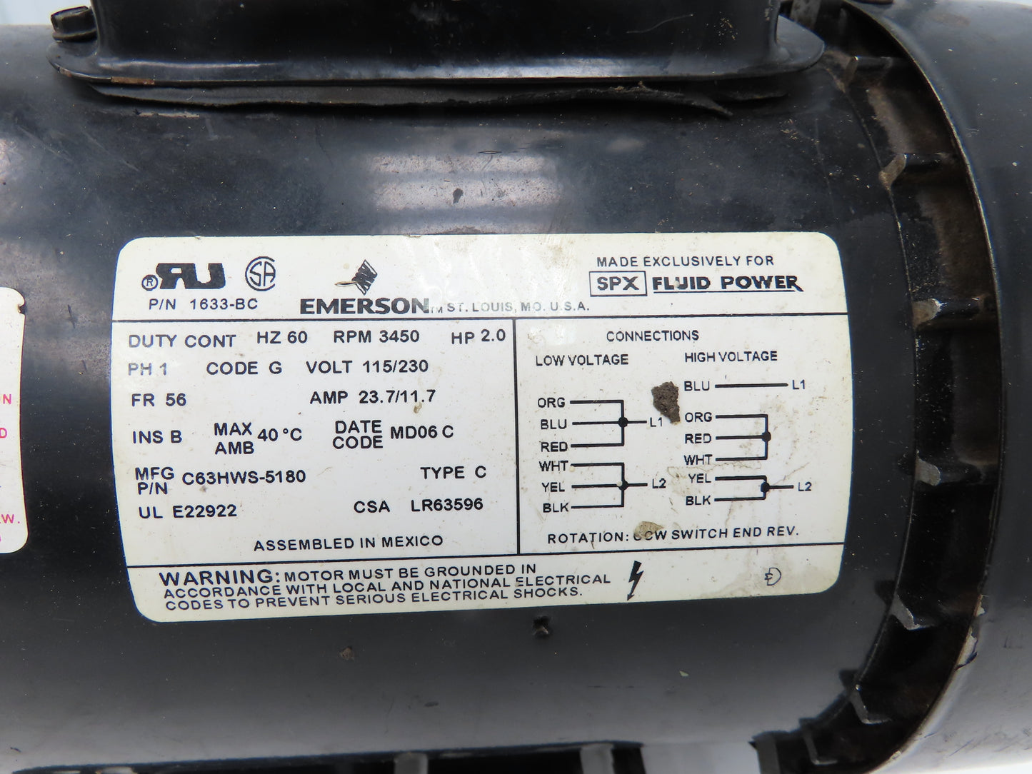 SPX P12C17S41K7XN11KH Hydraulic Power Unit 1Gal Tank 1GPM 2000 PSI 115/230V 1PH