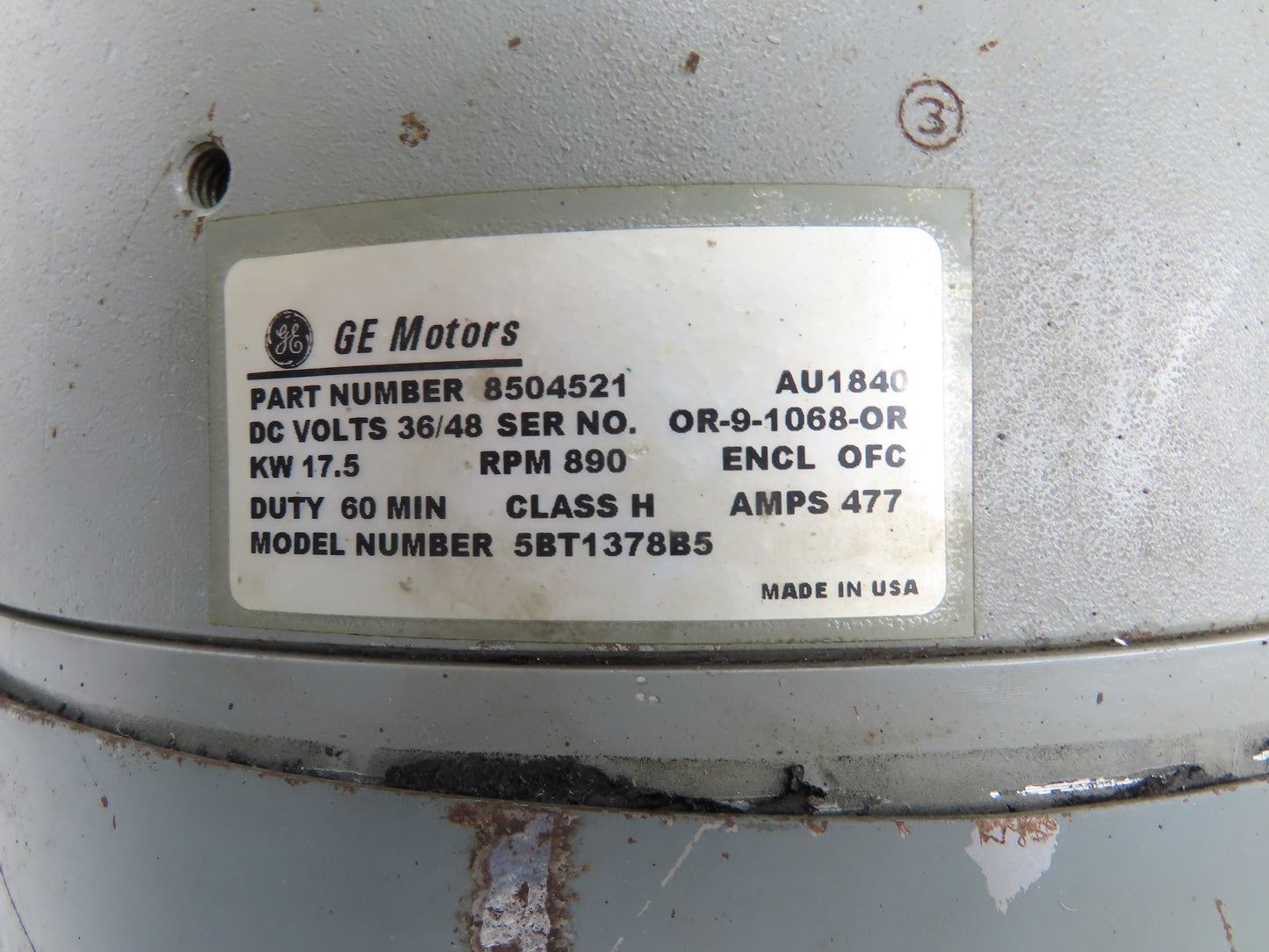General Electric 8504521 Yale Forklift Motor 17.5kW 890rpm 36-48VDC 5BT1378B5