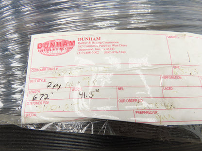 Hytrol 41.5"W x 672' Grooved Rubber Conveyor Belt 2-Ply Black 43"BW