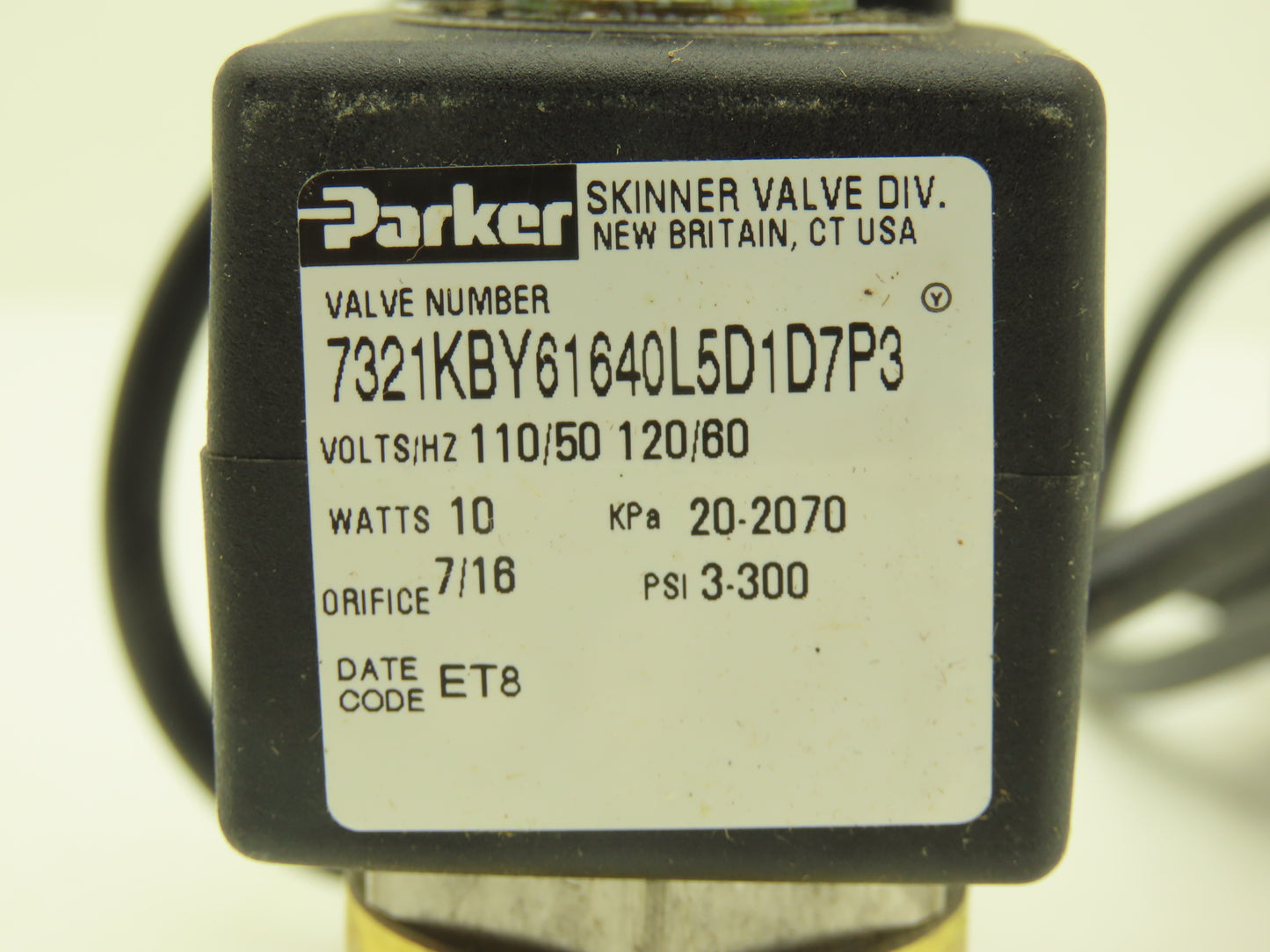 Parker Skinner Solenoid Condensate Drain Valve 110V 60Hz 10W 3-300PSI Timed