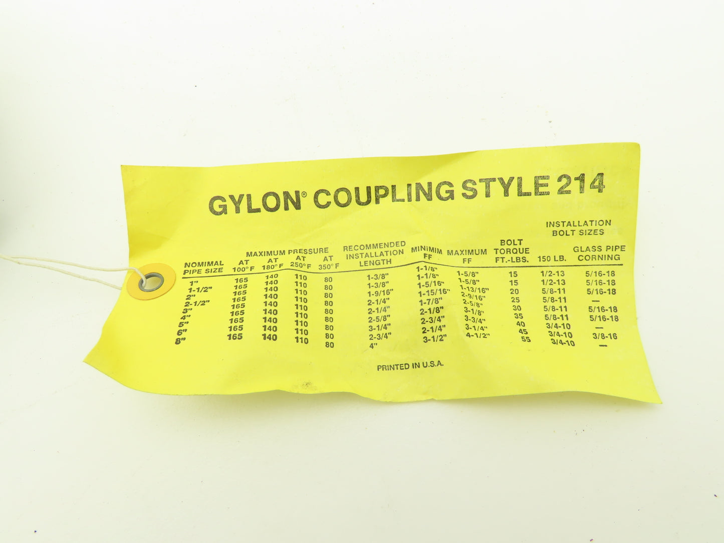 Garlock 214 PTFE Flexible Expansion Coupling Gylon 2" Molded