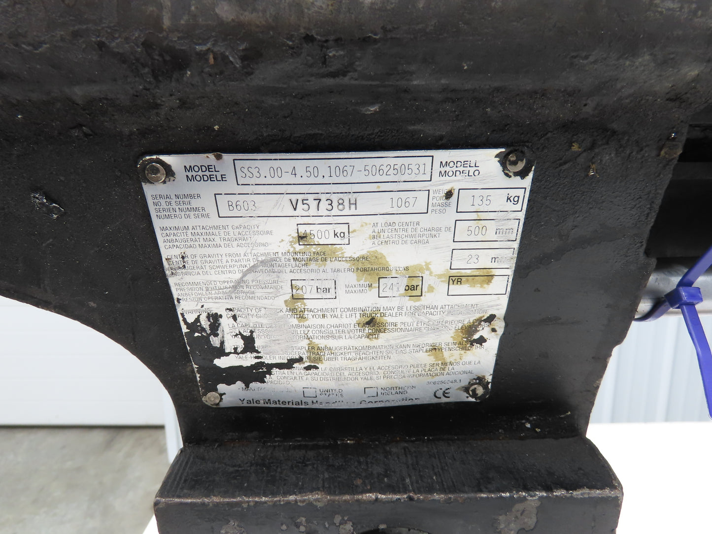 Yale SS3.00-4.50.1067-506250531 Forklift Side Shift 20" Class 2 Fork 42" Chassis